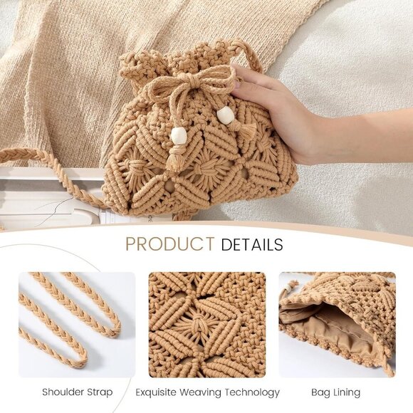 Summer Straw Crossbody Bag Crochet Woven Purse for Women Small Capacity - Picture 4 of 9